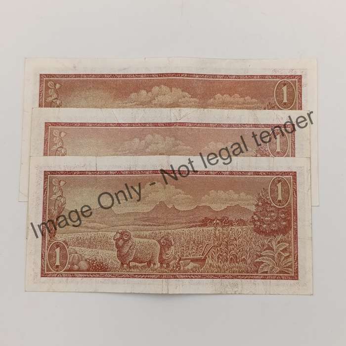 South Africa lot of 3 TW de Jongh R1 banknotes - 1st, 2nd & 3rd Issue