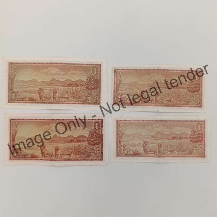 TW de Jongh 4 x 1`st, 2nd & 3rd issue R1 notes 1967, 1972, 1973 & 1975
