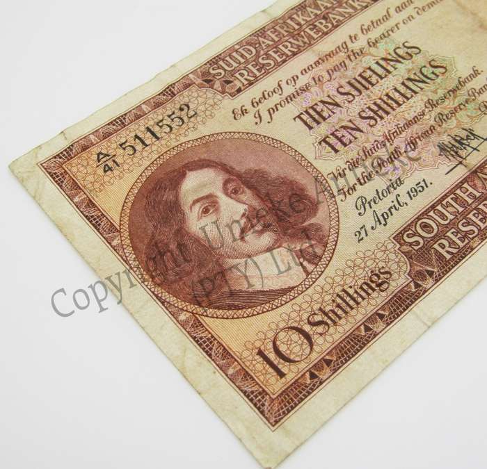 M.H de Kock Ten Shillings 1951 A/E A41 F+