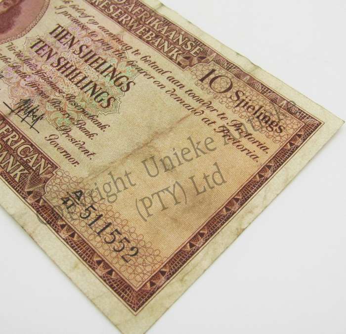 M.H de Kock Ten Shillings 1951 A/E A41 F+