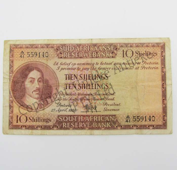 M.H de Kock Ten Shillings 1951 A/E A41 aVF