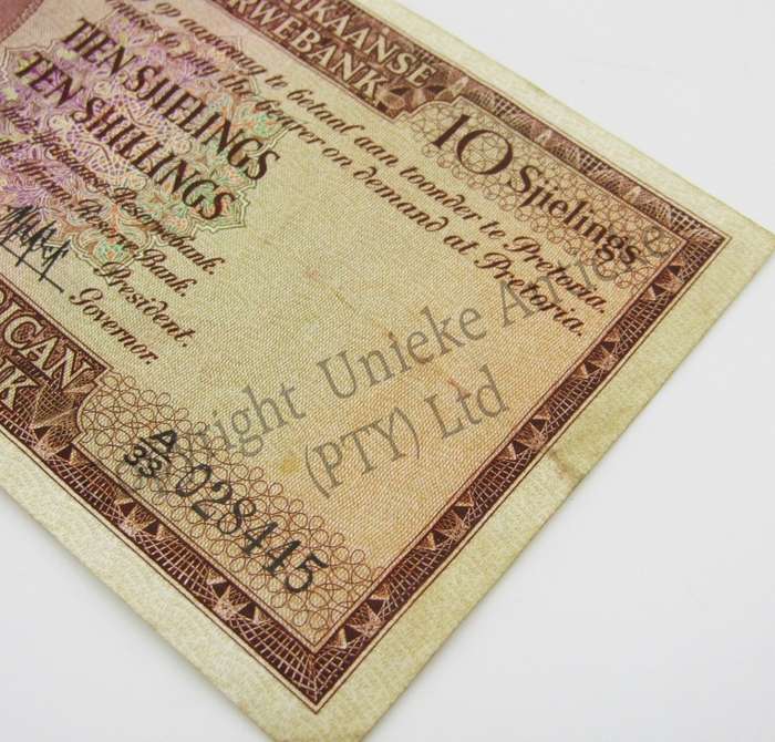 MH de Kock Ten Shillings 1950 A/E A33 VF