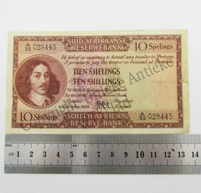 MH de Kock Ten Shillings 1950 A/E A33 VF