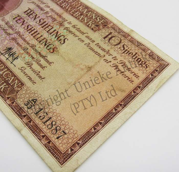MH de Kock Ten Shillings 1950 A/E A33 F+