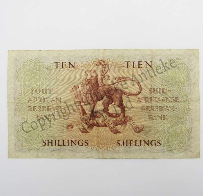 MH de Kock Ten Shillings 1950 E/A A32 VF