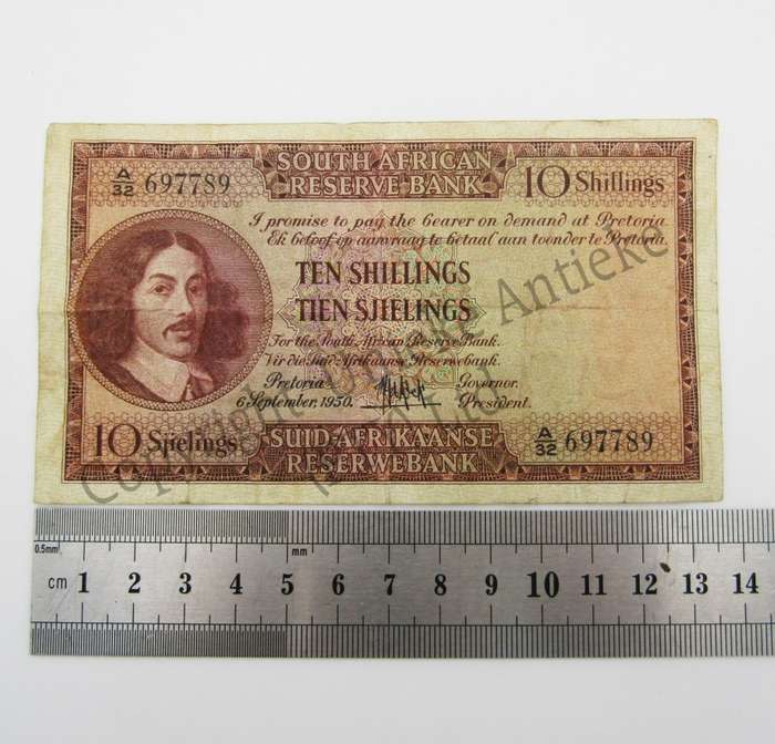 MH de Kock Ten Shillings 1950 E/A A32 VF