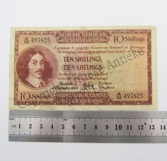 MH de Kock Ten Shillings 1950 E/A A32 VF