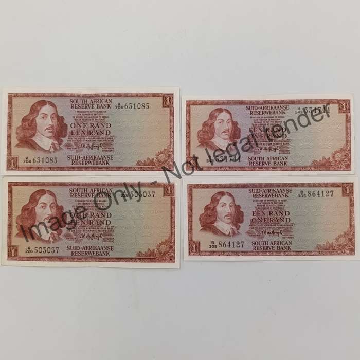 TW de Jongh 4x 1st,2nd & 3rd Issue R1 notes of different years 1967, 1972,1973 & 1975