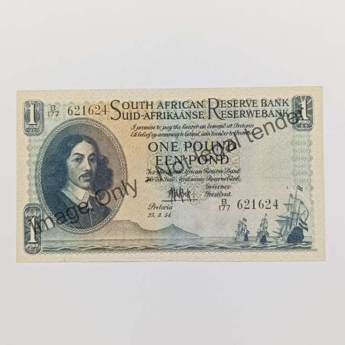MH de Kock one pound 23-3-54 - E/A - B177 - AU some creases