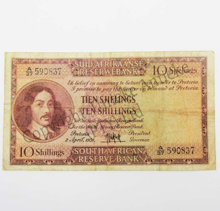 MH de Kock Ten Shillings 1951 - A/E - A37 - aVF