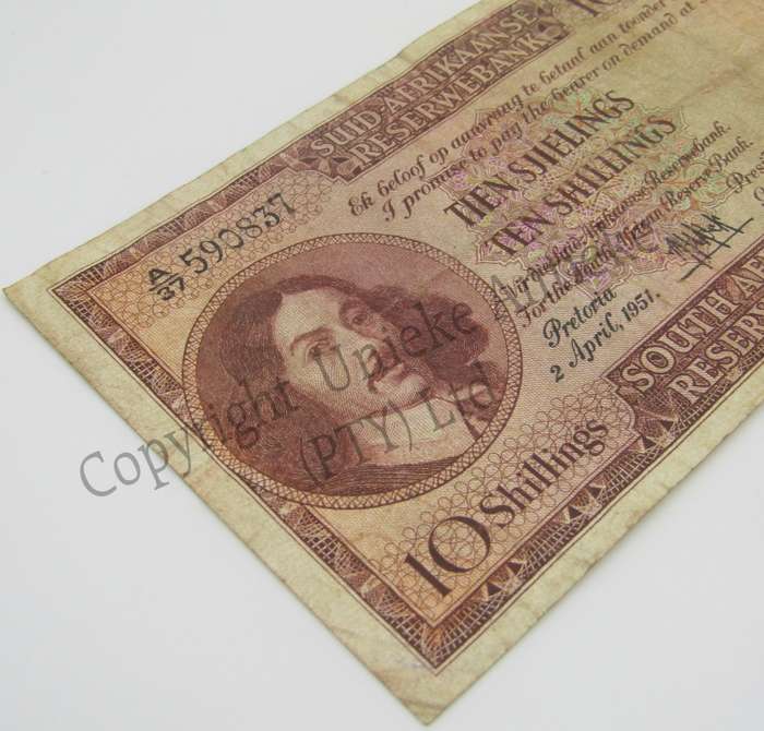 MH de Kock Ten Shillings 1951 - A/E - A37 - aVF