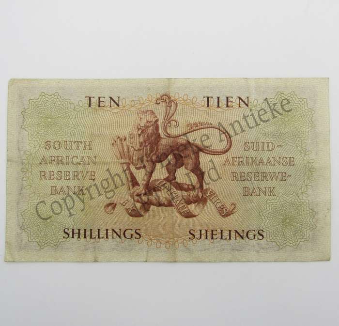 MH de Kock Ten Shillings 1950 - A/E - A33 - VF+