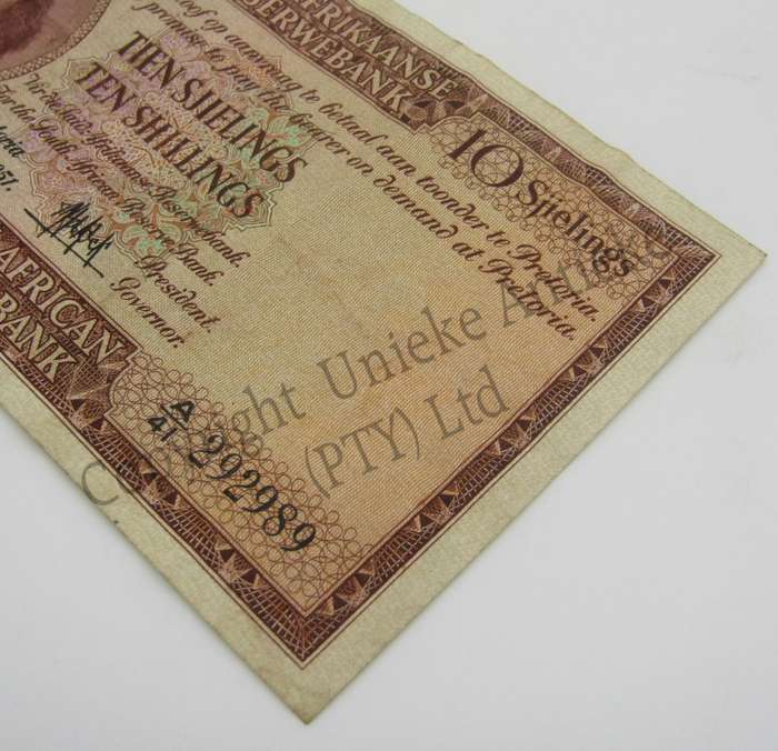 MH de Kock Ten Shillings 1951 - A/E - A41 - VF