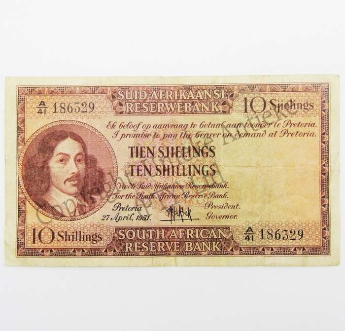 MH de Kock Ten Shillings 1951 - A/E - A41 - VF+