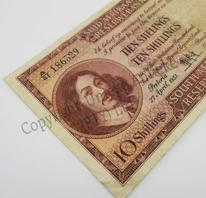 MH de Kock Ten Shillings 1951 - A/E - A41 - VF+