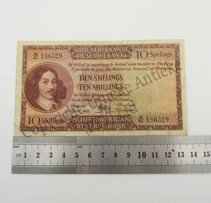 MH de Kock Ten Shillings 1951 - A/E - A41 - VF+