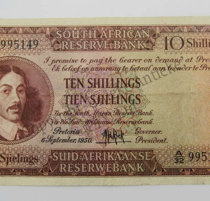 MH de Kock Ten Shilling 1950 - E/A - A32 - EF+