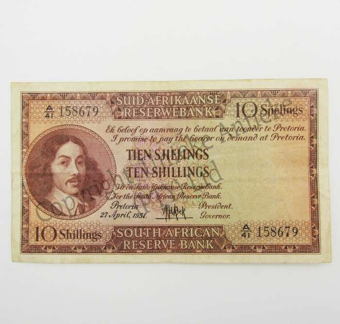 MH de Kock Ten Shillings 1951 - A/E - A41 - EF+