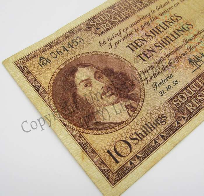 MH de Kock Ten Shillings 1958 - A/E - A165 - VF