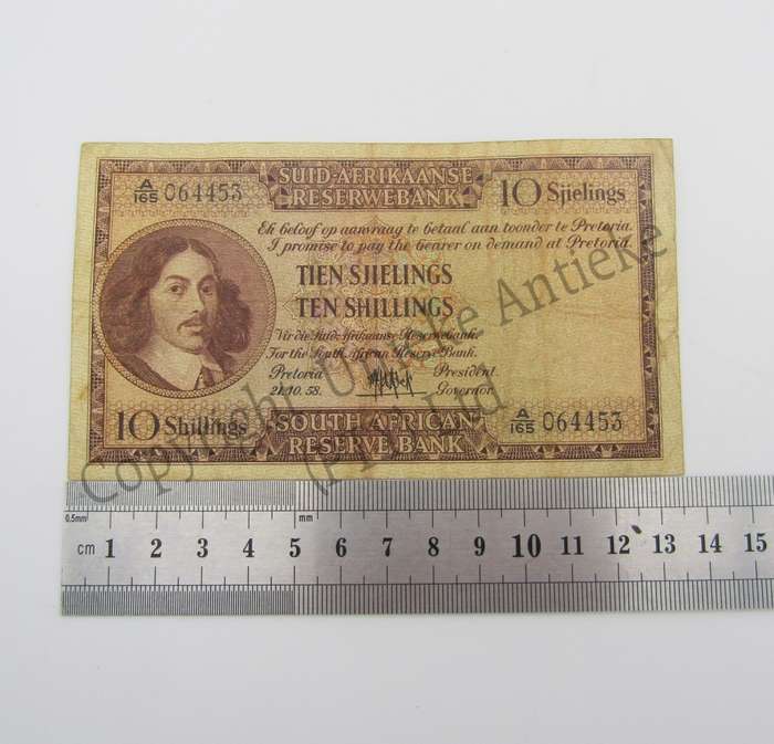 MH de Kock Ten Shillings 1958 - A/E - A165 - VF
