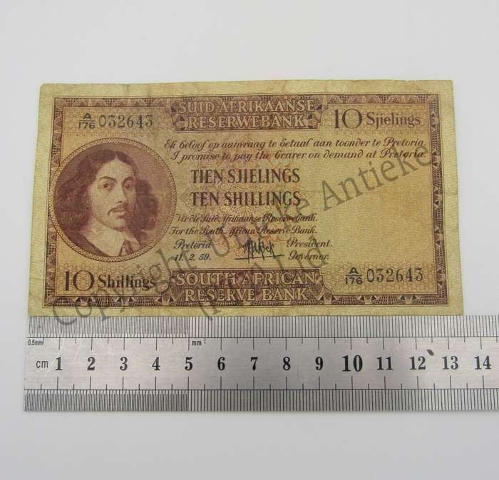 MH de Kock Ten Shillings 1959 - A/E - A176 - VF