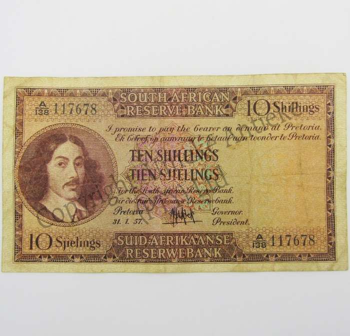 MH de Kock Ten Shillings 1957 - E/A - A138 - VF