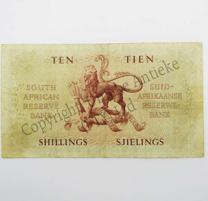 MH de Kock Ten Shillings Banknote 1956 - A/E - VF+ - A131