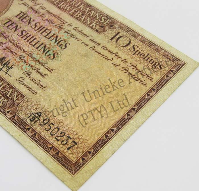 MH de Kock Ten Shillings Banknote 1956 - A/E - VF+ - A131