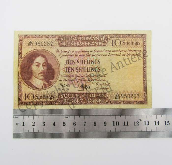 MH de Kock Ten Shillings Banknote 1956 - A/E - VF+ - A131