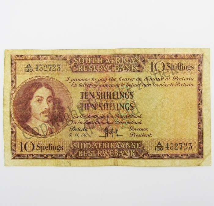 MH de Kock Ten Shillings 1956 - E/A - A130 - VF