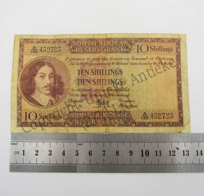 MH de Kock Ten Shillings 1956 - E/A - A130 - VF