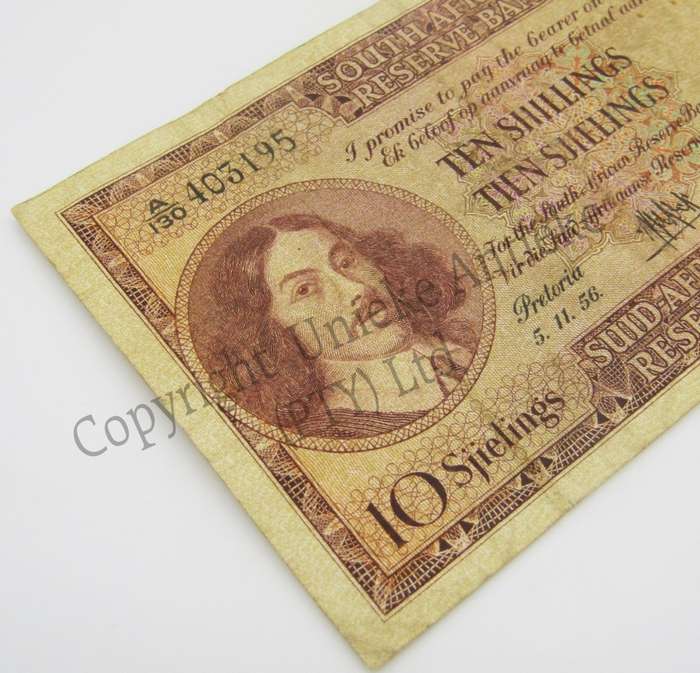 MH de Kock Ten Shillings 1956 - E/A - A130 - VF