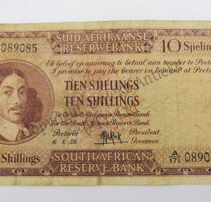 MH de Kock Ten Shillings 1959 - A/E - A171 - VF