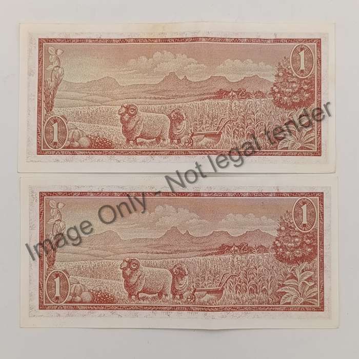 TW de jongh 3rd Issue 1975 lot of 4 banknotes with consecutive numbers