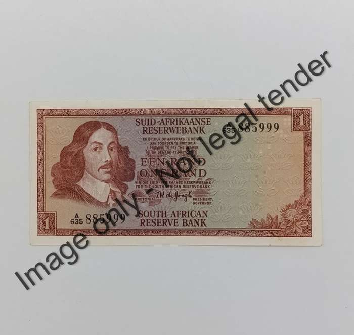 TW de Jongh Lot of 3x R1 banknotes 1st,2nd and 3rd issues all starting with 8 and ending with 9