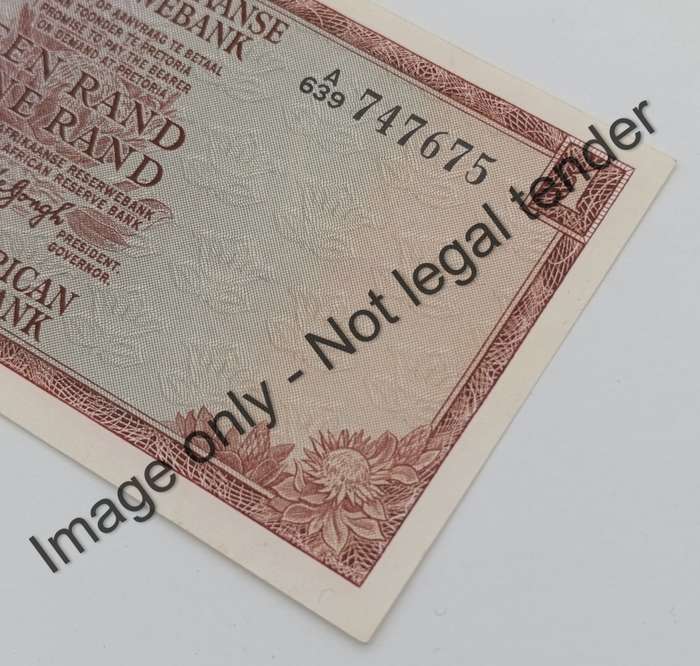 TW de Jongh lot of 4 R1 banknotes from 1967, 1972, 1973, 1975 covering Ist, 2nd, 3rd Issues