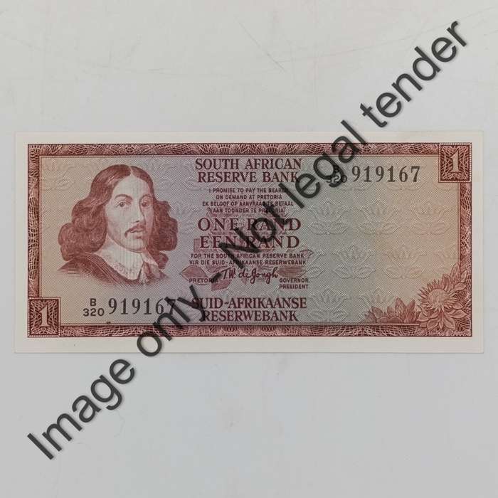 TW de Jongh 1st, 2nd & 3rd Issues R1 banknotes from 1967, 1972, 1973 & 1975