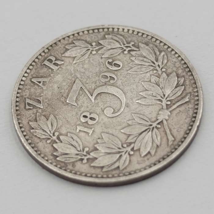 1896 ZAR Kruger silver 3d tickey XF+