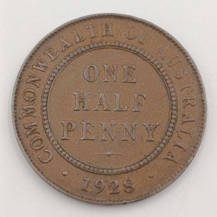 1928 Australia copper half penny