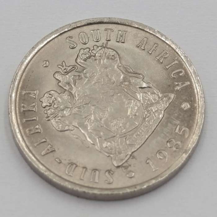 1985 South Africa 5c error coin - open 8 of 1985 - bottom