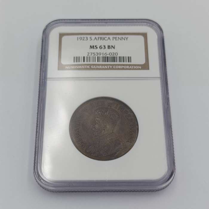 1923 SA Union Penny graded MS63 BN by NGC