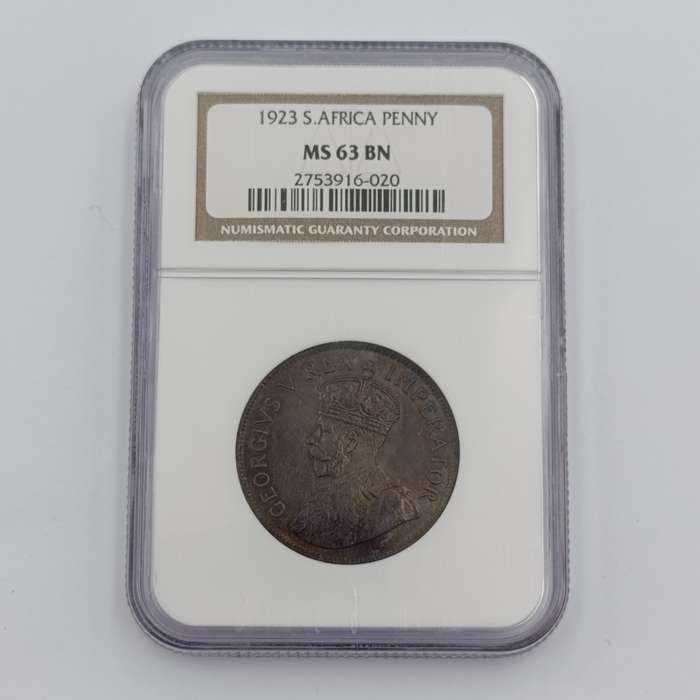1923 SA Union Penny graded MS63 BN by NGC