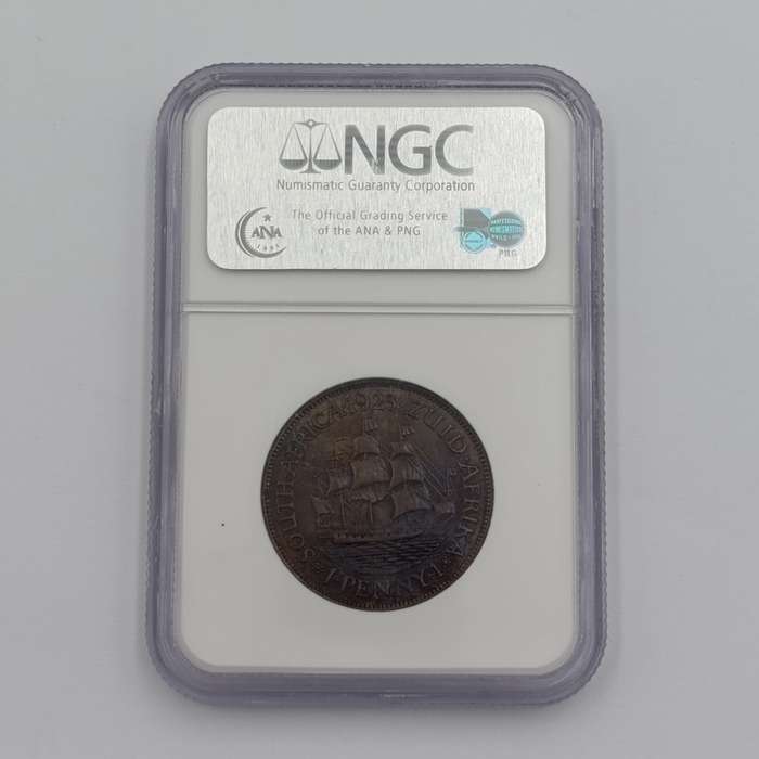 1923 SA Union Penny graded MS63 BN by NGC