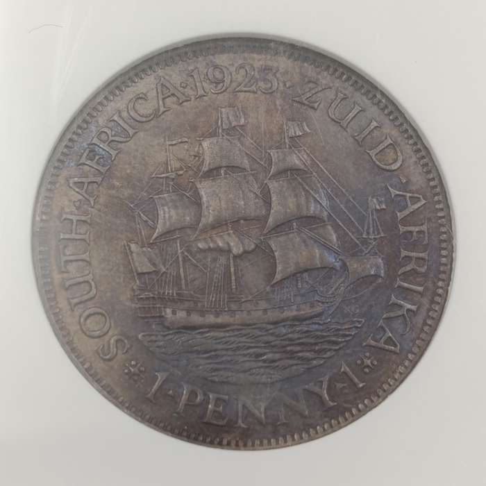 1923 SA Union Penny graded MS63 BN by NGC