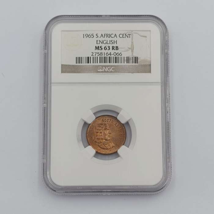 1965 RSA English 1 cent graded M563 RB by NGC - only 1180 minted