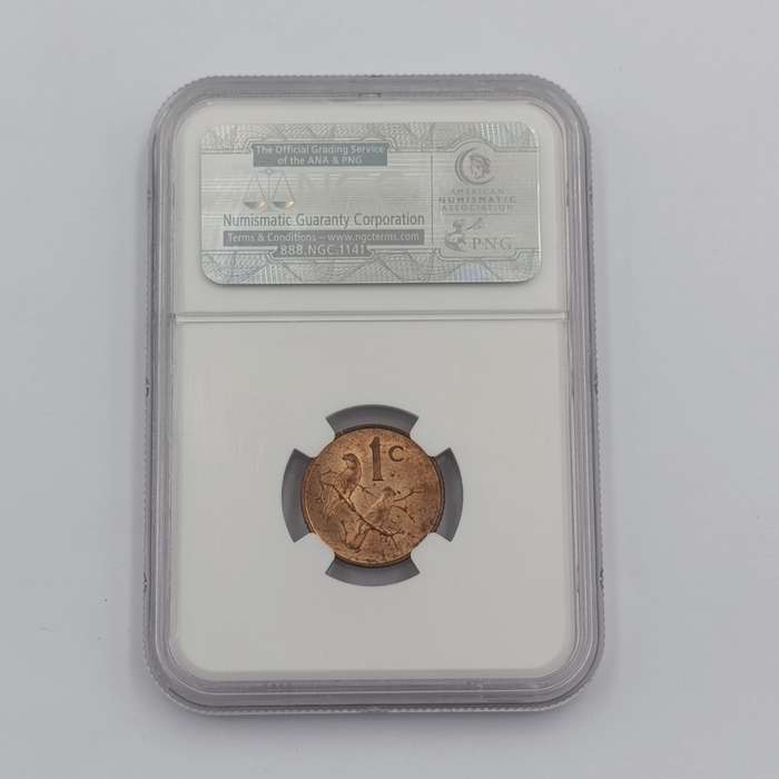 1965 RSA English 1 cent graded M563 RB by NGC - only 1180 minted