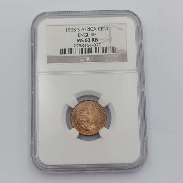 1965 RSA English 1 cent graded MS63 RB by NGC - only 1180 minted