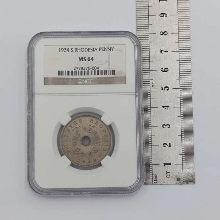 1934 Southern Rhodesia Penny graded MS64 by NGC