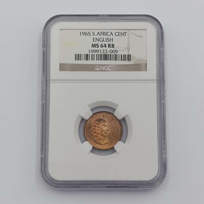 1965 RSA English 1 cent graded MS64 RB by NGC - only 1180 minted