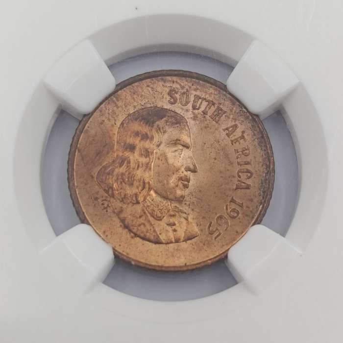1965 RSA English 1 cent graded MS64 RB by NGC - only 1180 minted